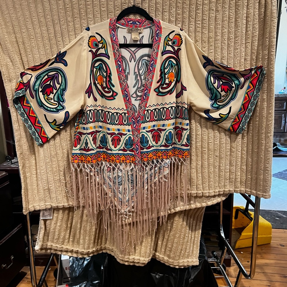 Flying Tomato Multicolor Fringe Jacket